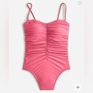 NWT J.Crew Ruched Sweetheart One Piece Swimsuit Bubble Gum Pink Beachwear Sz 24